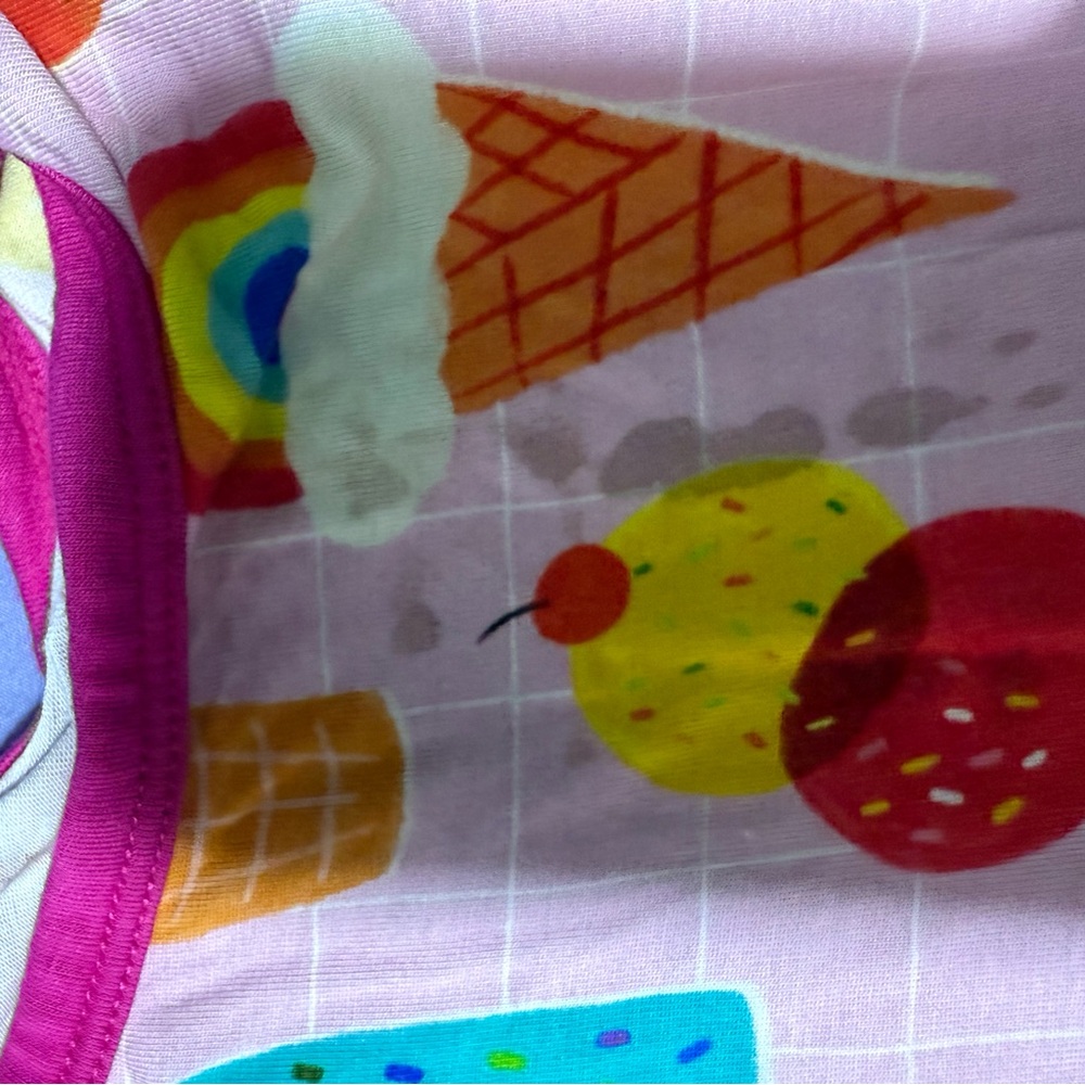 Little Sleepies Ice Cream Print Fabric in Pink and Yellow